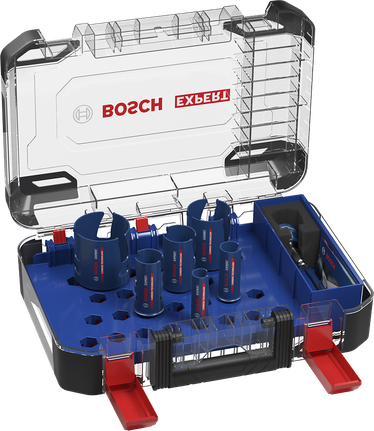 EXPERT Construction Material Hole Saw Set 20/25/32/38/51/64 mm 10-pc Bosch EXPERT hole saw set 20–64 mm.