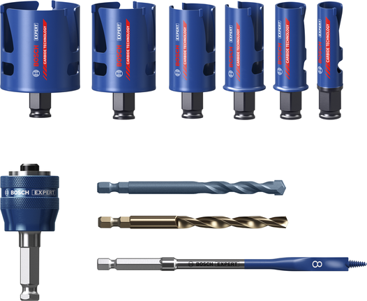 EXPERT Construction Material Hole Saw Set 20/25/32/38/51/64 mm 10-pc Bosch EXPERT Construction Material Hole Saw Set 10-piece.