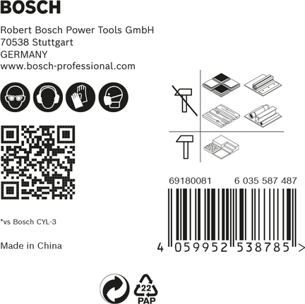 EXPERT HEX-9 MultiConstruction Drill Bit Set 4/5/6/6/8 mm 5-pc Bosch EXPERT HEX-9 MultiConstruction drill bit set 5-pc.