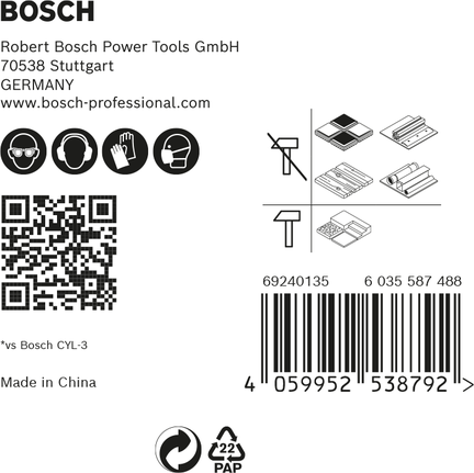 EXPERT HEX-9 MultiConstruction Drill Bit Set 5,5/6/6/7/8 mm 5-pc Bosch EXPERT HEX-9 MultiConstruction drill bit set 5-pc.