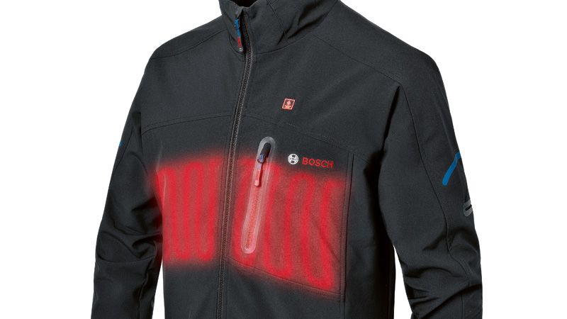 Bosch GHJ 12+18V XA heated jacket with softshell fabric.