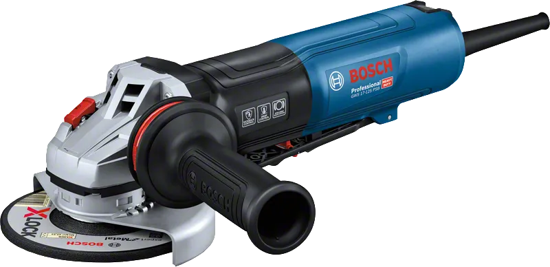 Bosch GWS 17-125 PSB angle grinder with side handle.