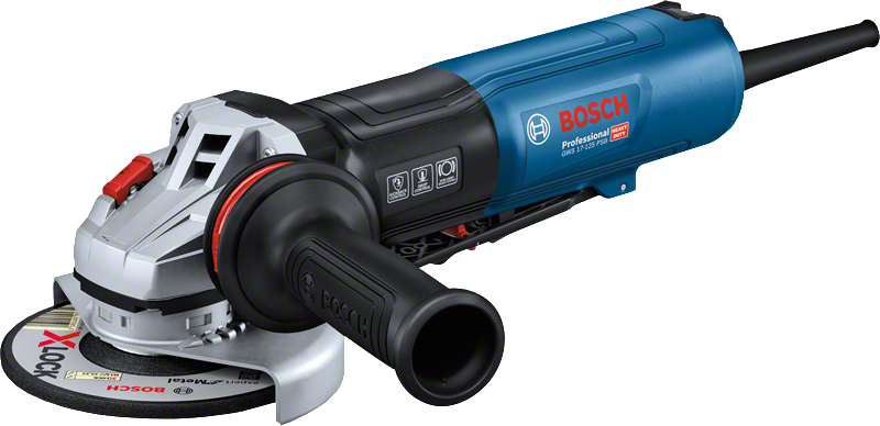 Bosch GWS 17-125 PSB angle grinder with side handle.