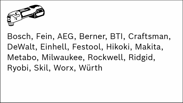 EXPERT MetalMax AIZ 45 AIT Multitool Blade 45 mm Power tool outline above a list of various power tool brands.