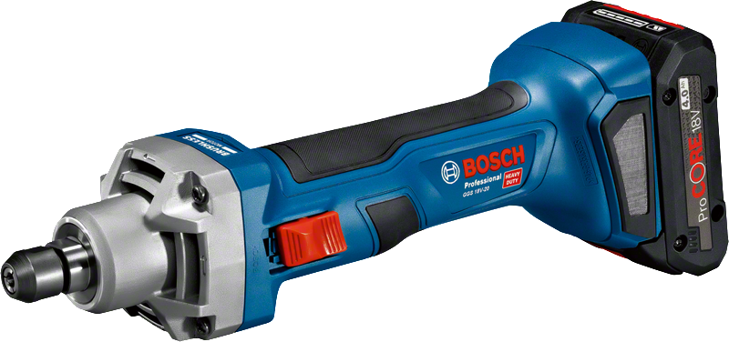 Bosch GGS 18V-20 cordless straight grinder, 24,000 rpm.