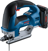 Bosch GST 18V-155 BC cordless jigsaw for deep wood cuts.