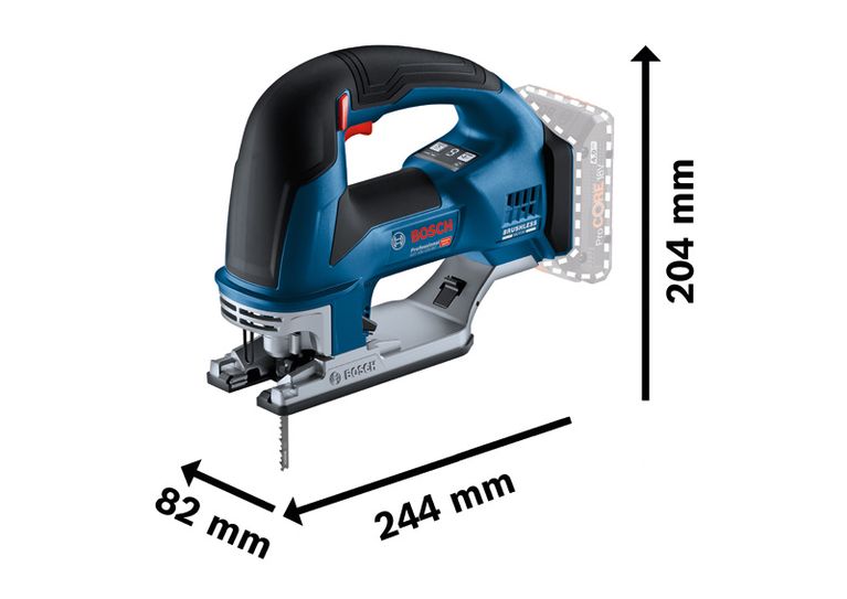 Bosch GST 18V-155 BC cordless jigsaw, 135 mm wood cutting depth.