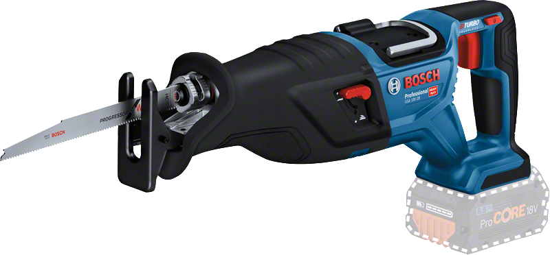 Bosch GSA 18V-28 reciprocating saw with 5.5Ah ProCORE battery.