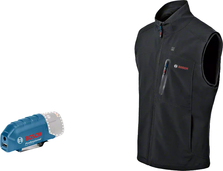 Veste chauffante Bosch Professional GHH 12+18V XA + GAA 12V-21 + Batterie  GBA 12V 2,0Ah + Chargeur GAL 12V-20 Taille XL - 06188000GE