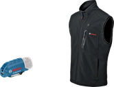 Bosch GHV 12+18V XA heated vest and USB adapter.