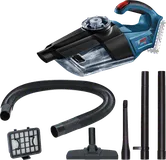 Bosch GAS 18V-1 cordless vacuum cleaner with accessories.