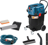 Bosch GAS 55 M AFC wet and dry extractor with accessories.