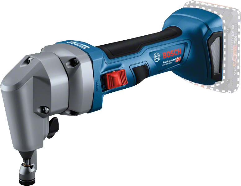 Bosch GNA 18V-16 cordless nibbler for sheet metal cutting.