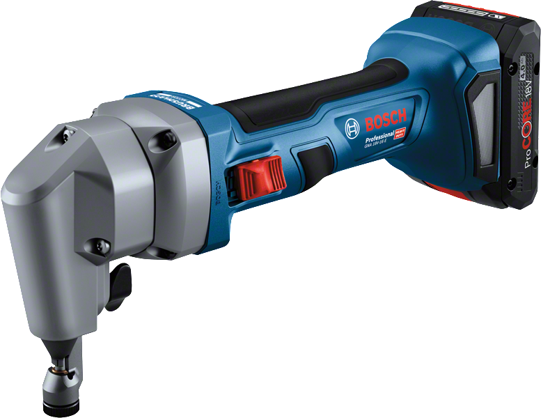 Bosch GNA 18V-16 E cordless nibbler for steel cutting.