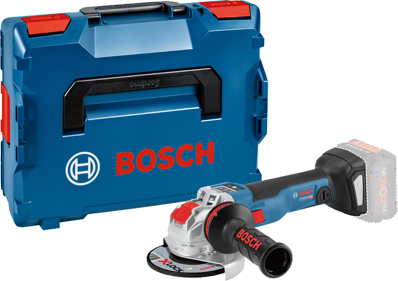 Bosch GWX 18V-10 SC cordless angle grinder with case.