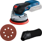 Bosch GEX 18V-125 cordless random orbit sander set.