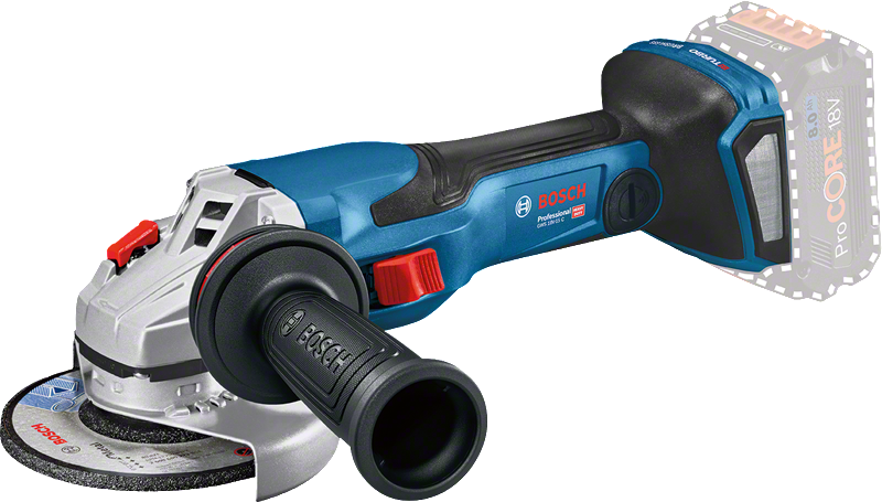 Bosch GWS 18V-15 C cordless angle grinder.