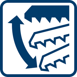 Fast sawing progress and ideal chip ejection Fast sawing progress and ideal wood chip ejection thanks to constant pendulum stroke