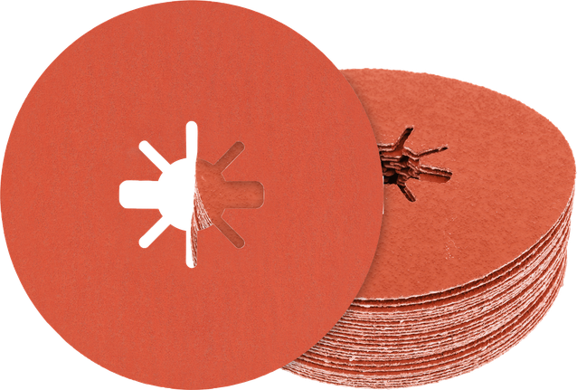 Bosch fiber sanding discs stack for universal metal grinding.