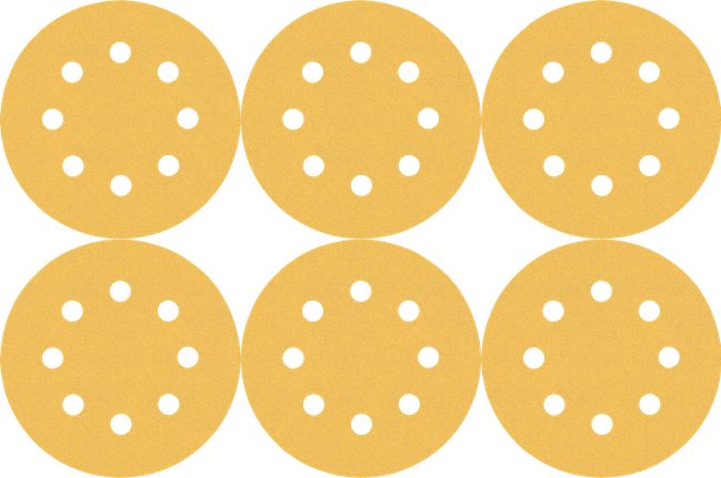 EXPERT C470 Sandpaper Set for Random Orbital Sanders 150 mm, 6 holes, G 60/120/240 6-pc Bosch sanding discs set with 8-hole pattern.