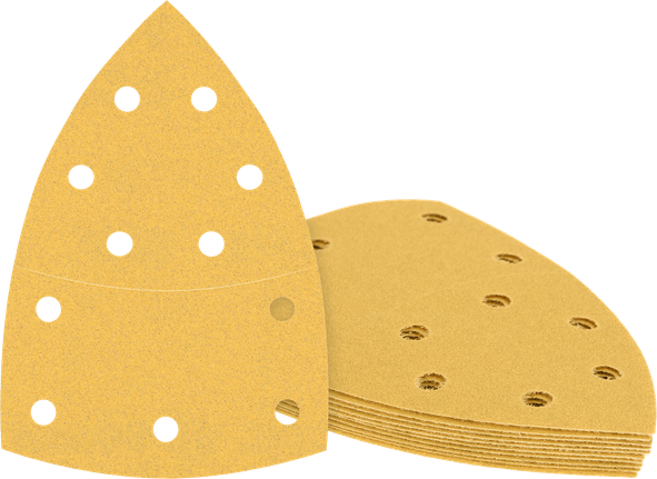 Bosch sanding sheets for multi-sander with dust extraction holes.