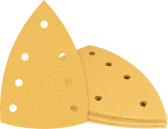 Bosch delta sanding sheets for multi-tool, six-hole design.