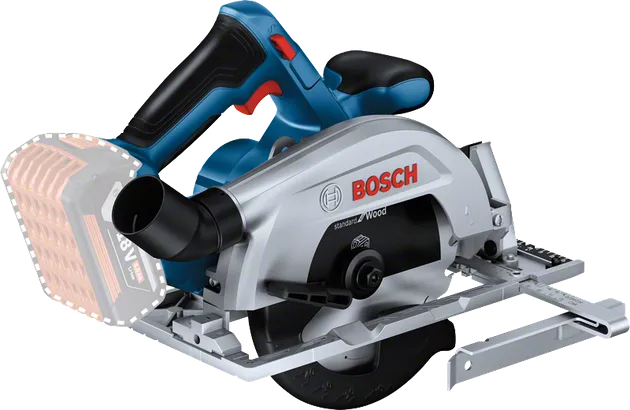 Bosch GKS 185-LI cordless circular saw with side guide.