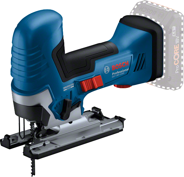 Bosch GST 18V-125 S cordless jigsaw with brushless motor.
