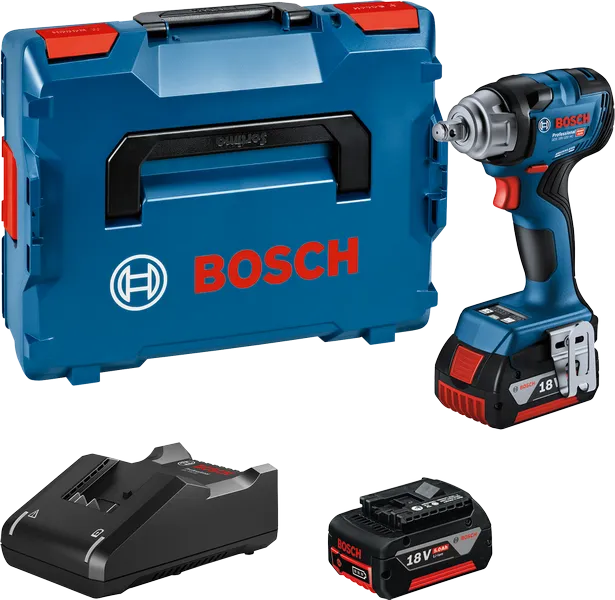 Bosch GDS 18V-330 cordless impact wrench set.