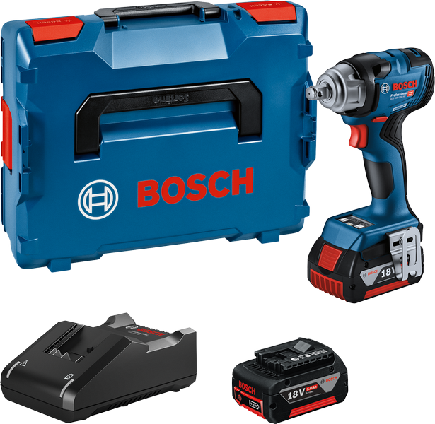 Bosch GDS 18V-330 cordless impact wrench set.