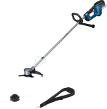 Bosch GFR 18V-23 cordless grass trimmer with strap.