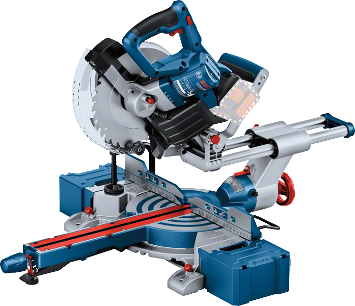 Bosch GCM 18V-216 cordless miter saw with sliding arm.