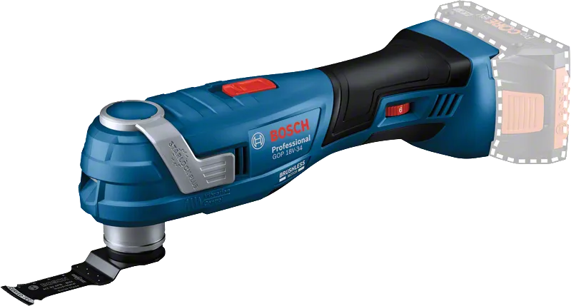 Bosch GOP 18V-34 cordless multi-tool with StarlockPlus blade.