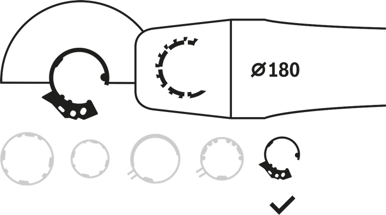 Protective guard with cover Bosch combination guard clamp fitting for 180mm angle grinder.
