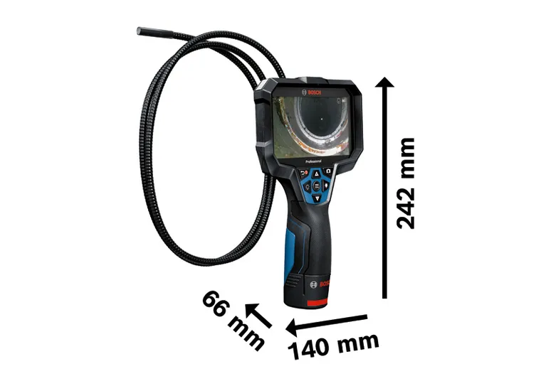 Bosch GIC 12V-5-27 C inspection camera with 5 inch display.