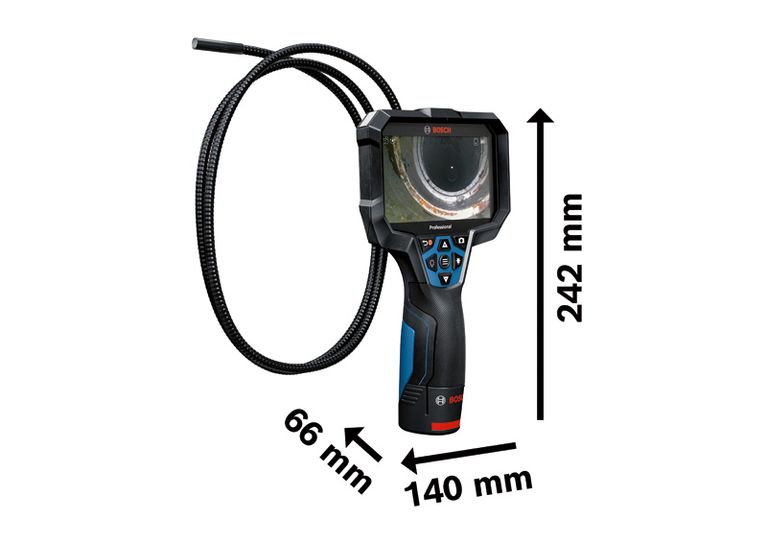 Bosch GIC 12V-5-27 C inspection camera with 5-inch display.