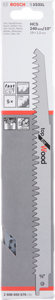 Bosch S 1531L wood saw blade for fast cuts.