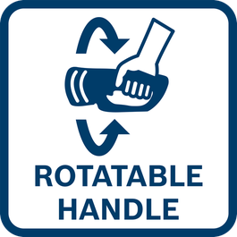 Improves ergonomics and convenience with the 90° rotation function of the main handle; especially in cutting applications.