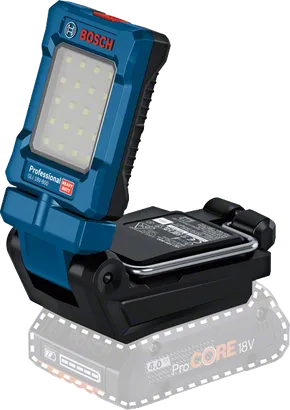 Bosch GLI 18V-800 cordless work light with LED panel.