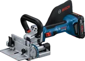 Bosch GFF 18V-22 cordless biscuit joiner for precise wood joints.