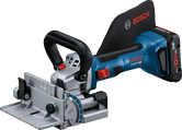 Bosch GFF 18V-22 cordless biscuit joiner for precise wood joints.