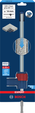 EXPERT SDS Clean plus-8X Hammer Drill Bit Set 14 x 200 x 350 Bosch SDS Clean plus-8X 14 mm drill bit set.