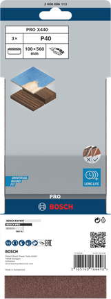 PRO X440 Sanding Belt, 100 x 560 mm, G40, 3 pcs PRO X440 Sanding Belt, 100 x 560 mm, G40, 3 pcs
