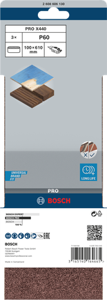 PRO X440 Sanding Belt, 100 x 610 mm, G60, 3 pcs PRO X440 Sanding Belt, 100 x 610 mm, G60, 3 pcs