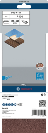 PRO X440 Sanding Belt, 100 x 610 mm, G100, 3 pcs PRO X440 Sanding Belt, 100 x 610 mm, G100, 3 pcs