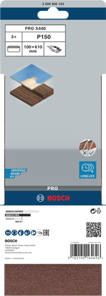 PRO X440 Sanding Belt, 100 x 610 mm, G150, 3 pcs PRO X440 Sanding Belt, 100 x 610 mm, G150, 3 pcs