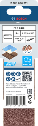 Bosch PRO X440 sanding belts 40×305 mm 3 pcs.