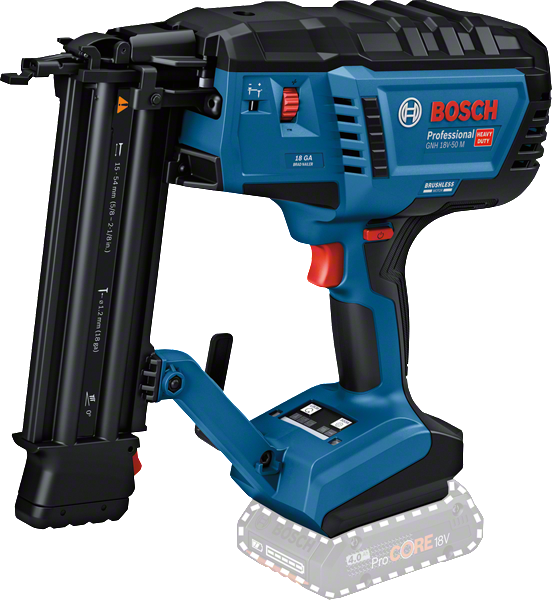 Bosch GNH 18V-50 M cordless wood nailer for precise nailing.