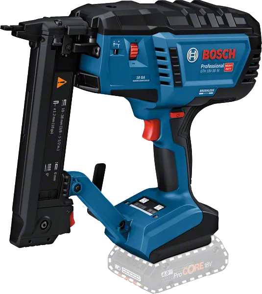 Bosch GTH 18V-38 M cordless narrow crown stapler.