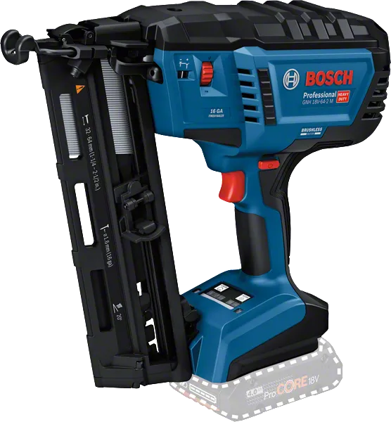 Bosch GNH 18V-64-2 M cordless wood nailer.